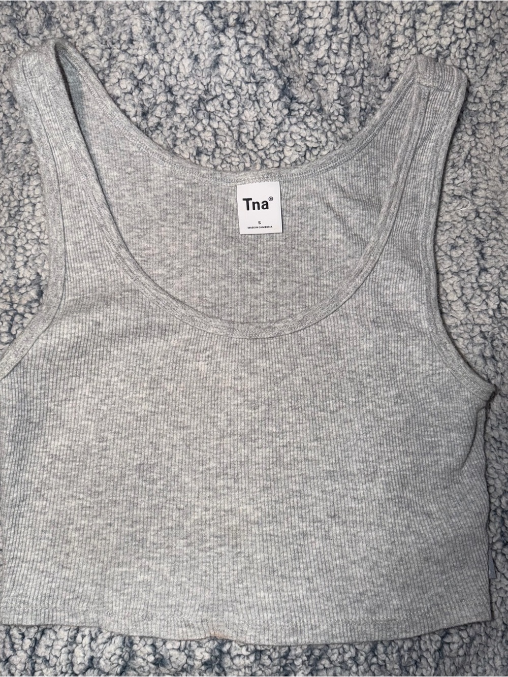 TNA Light Gray Ribbed Crop Tank